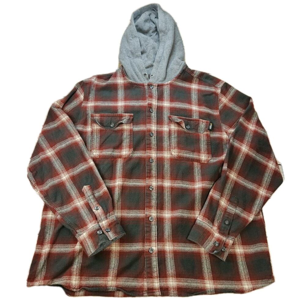 Hawx Workgear Hooded Flannel Shirt Men’s XL Plaid Long Sleeve Button Up